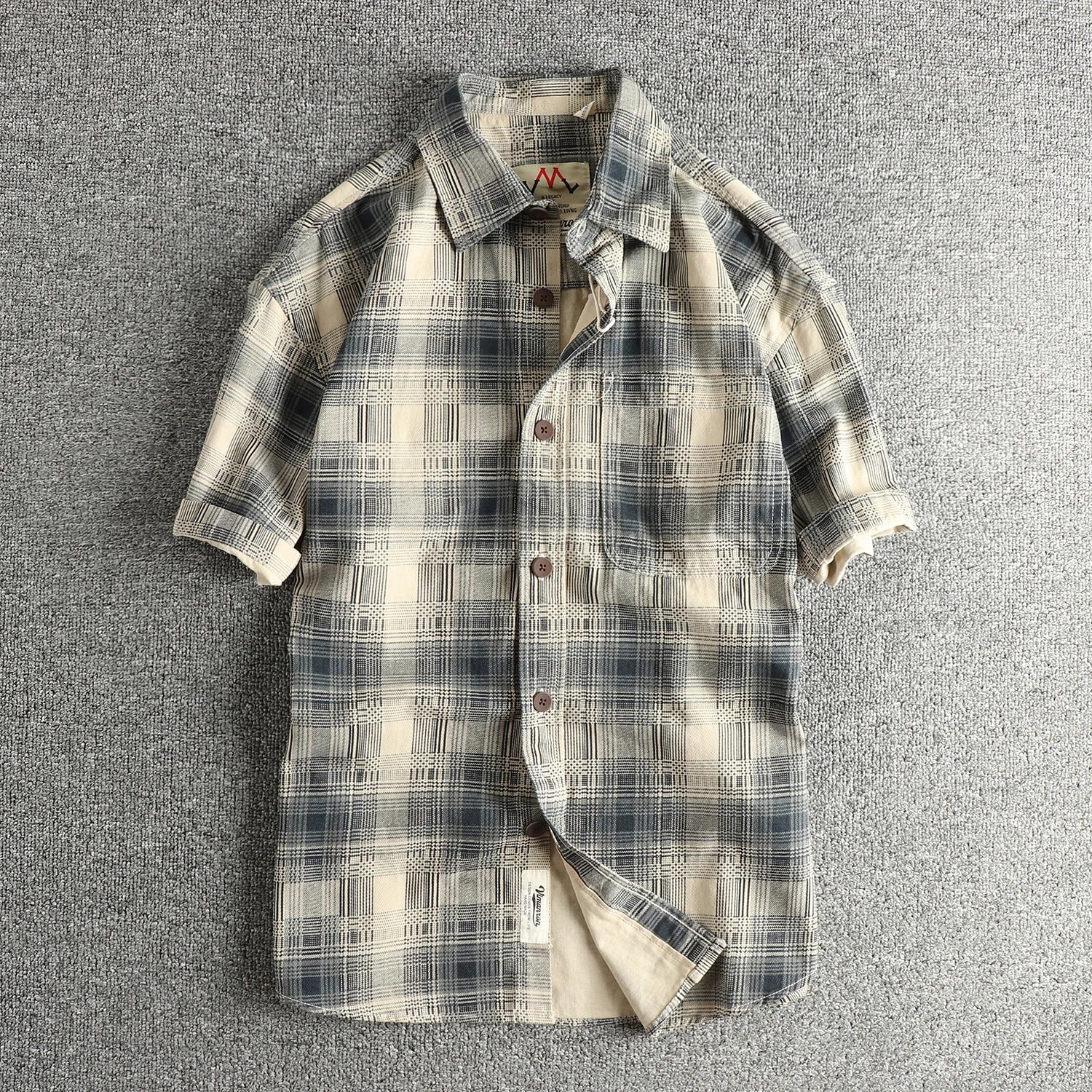 Camisa Retro Hombre | Cuadros Tartán | Algodón Tejido | Corte Holgado | Ticotrendy