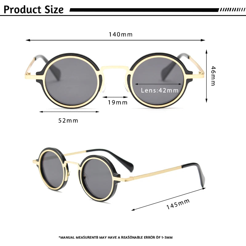 Gafas de Sol Polarizadas CATERSIDE | Redondas Retro | Marco Metal Punk