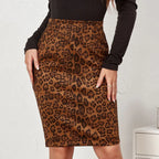 Falda Estampada de Leopardo | Gamuza Sintética | Cintura Alta | Sexy