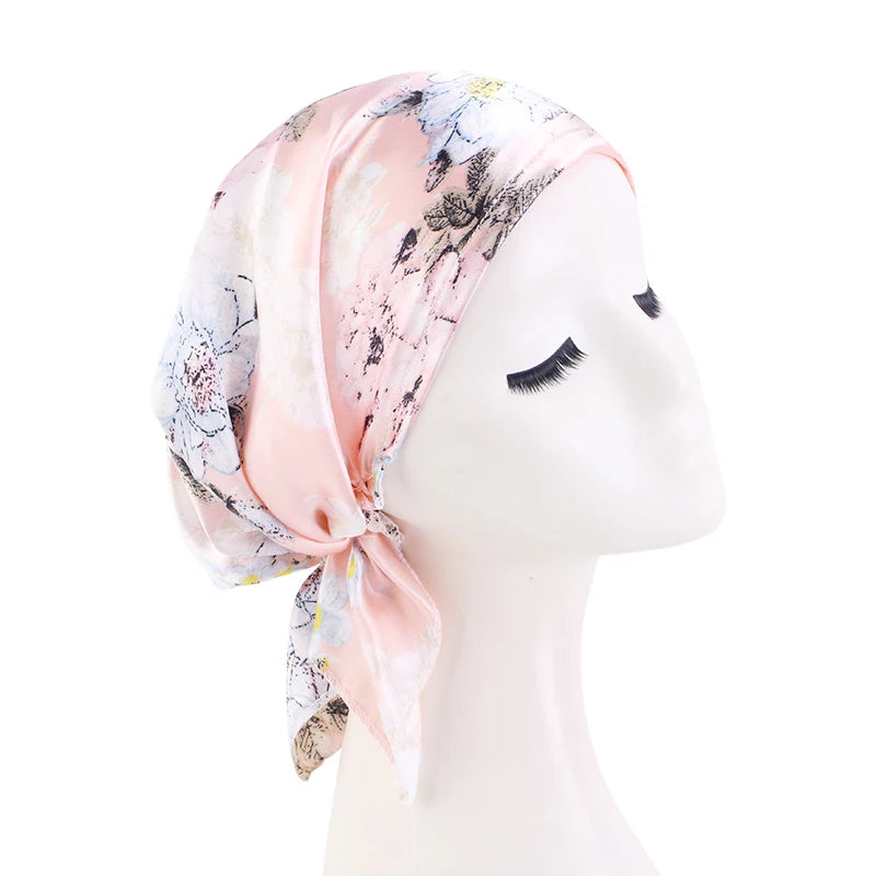 Turbante de satén preatado para mujer, diadema musulmana con patrón de Cachemira, bufanda para el pelo flexible suave, gorro para quimio, Bandana para envolver la cabeza, 2022