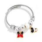Pulseras con dijes de dibujos animados de Disney para mujeres y niñas, pulseras con cabeza de Mickey y Minnie Mouse, encantadoras cuentas de bricolaje, accesorios de mano, regalos