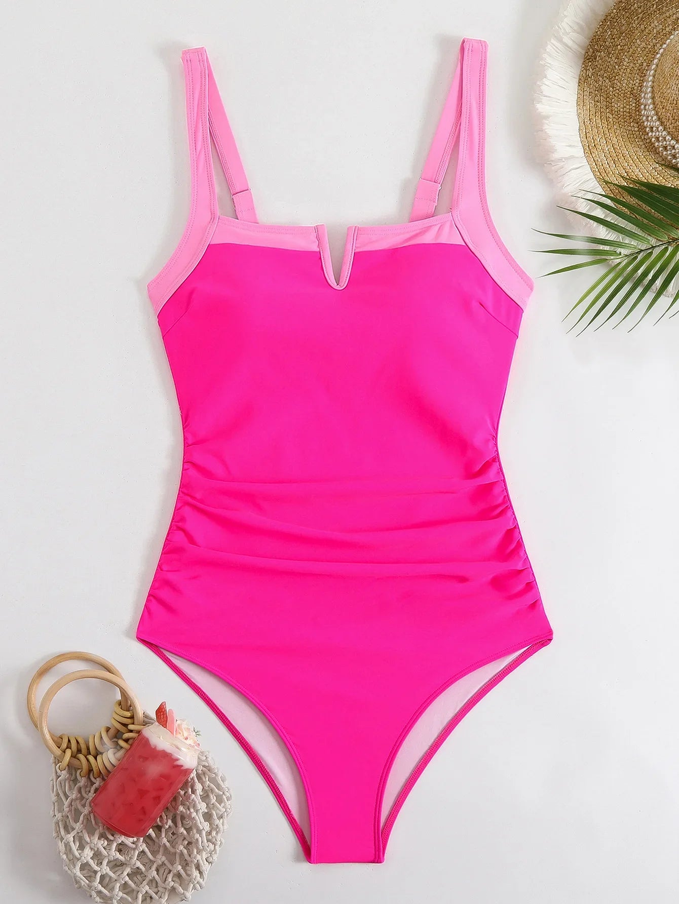 Traje de Baño Sexy de Cuello V y Cintura Alta | Playa