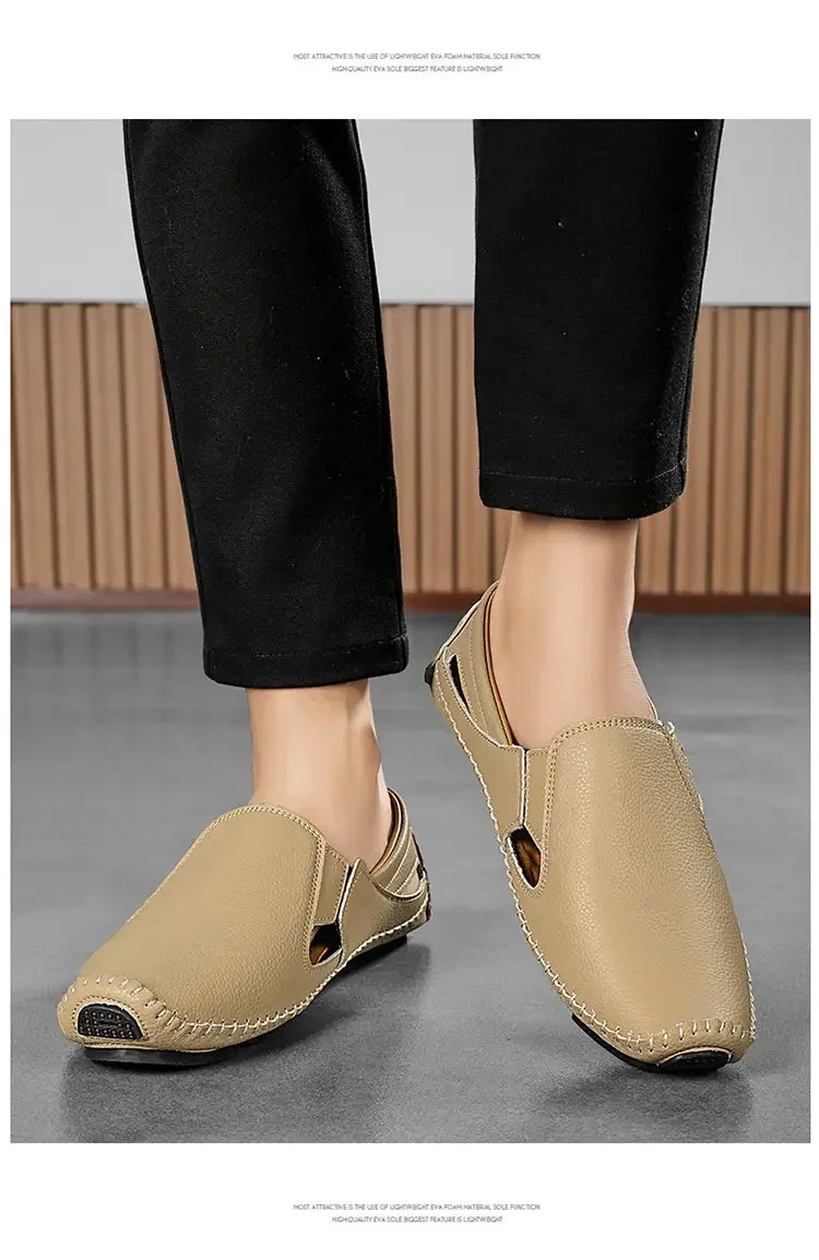 Mocasines Cuero Hombre 2025 ∣ Ahuecados Conducción ∣ Lujo Verano