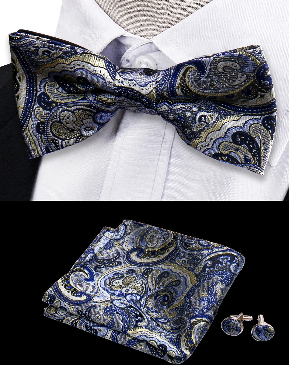 Conjunto Pajarita Pañuelo Gemelos Estilo Novedad Elegancia Pura Vida