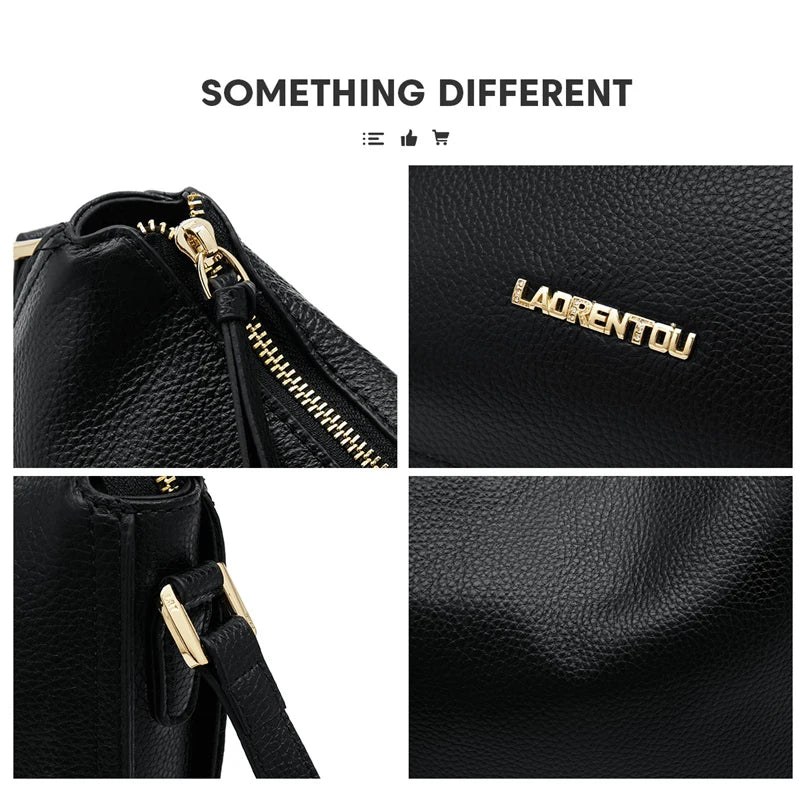 LAORENTOU bolso de hombro para mujer de piel auténtica 2025 Otoño Invierno bolso cruzado clásico bolso de moda que combina con todo elegante Oficina