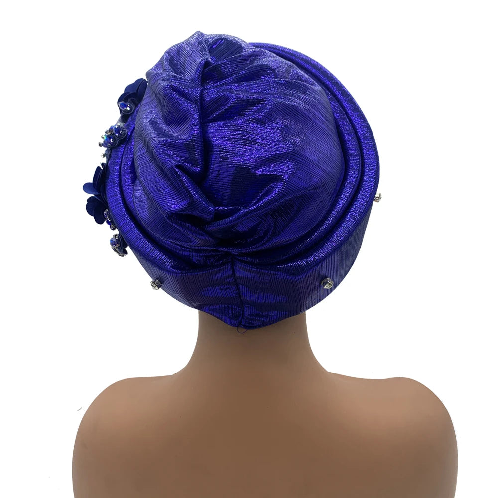 Turbante Africano con Ramo Floral, Auto Gele para Mujer
