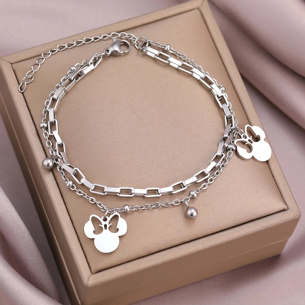 Pulsera Dijes Mickey Mouse | Encanto y Estilo en Acero Inoxidable