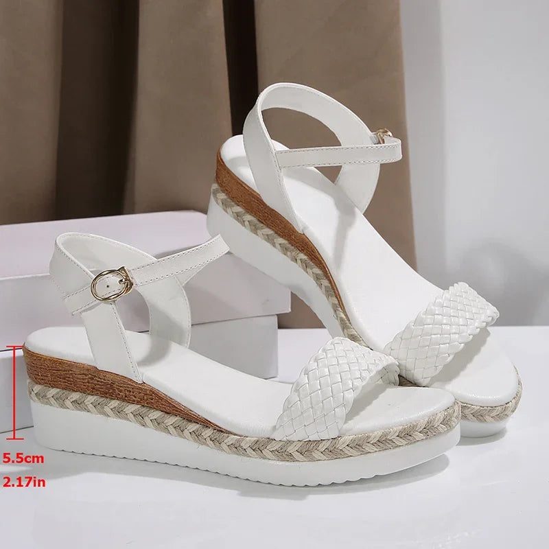 Sandalias Tejidas Tacón Cuña Plataforma Verano | Estilo Casual Costa Rica