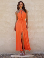 Vestido Largo De Verano Con Espalda Descubierta Abertura Alta 2025