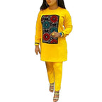 Conjunto Africano Amarillo de Blusa y Pantalón