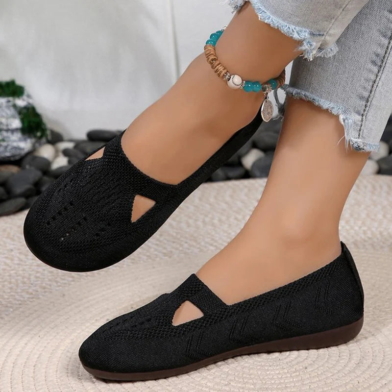Zapatos Planos De Malla Transpirable Para Mujer | Tela Hueca Fondo Suave