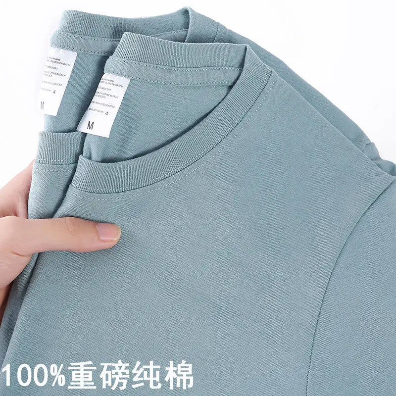 Camiseta Algodón 100% Coreana Cuello Redondo | Estilo Casual Fresco Unisex M-4XL