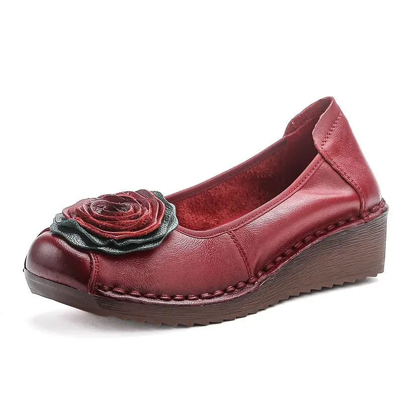 Mocasines Étnicos De Flores | Cuero Genuino Estilo Retro Lujoso Casual