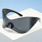 Gafas Sol Gran Tamaño Sin Montura Futuristas | PUNK Y2K Plateadas UV400 Espejo