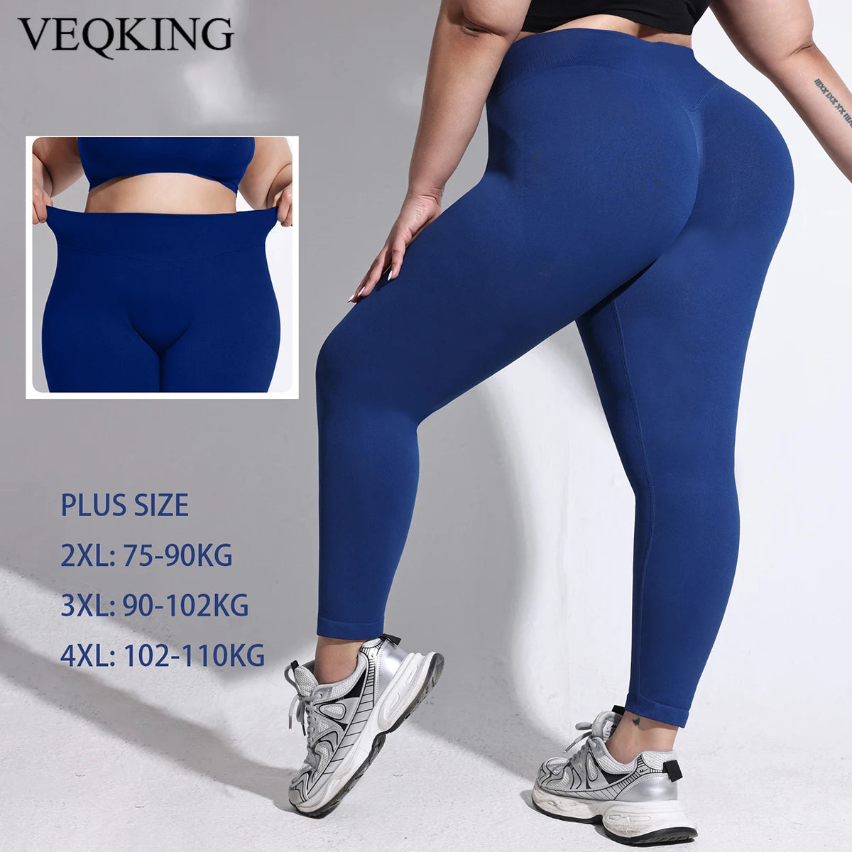 Pantalones de Yoga VEQKING para Mujer, Tallas Grandes, Leggings Deportivos Sin Costuras de Secado Rápido, Leggings de Gimnasio con Efecto Push-Up, Pantalones de Entrenamiento de Alta Elasticidad