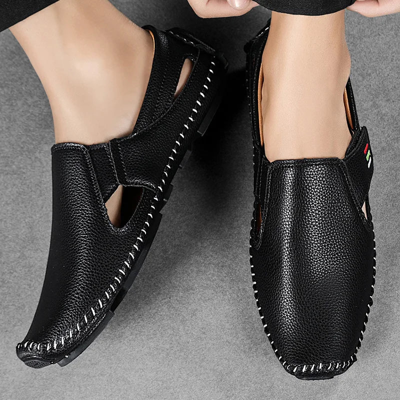 Mocasines Cuero Hombre 2025 ∣ Ahuecados Conducción ∣ Lujo Verano