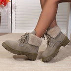 Botines de Plataforma con Cordones y Forro de Felpa