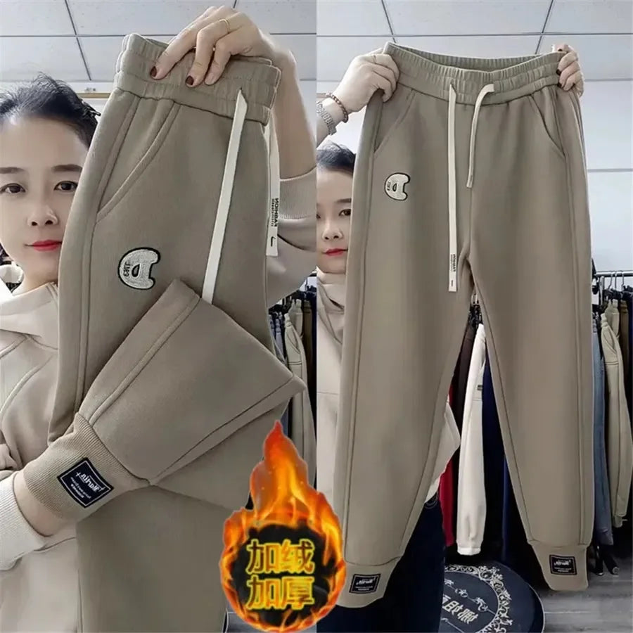 Ticotrendy: Pantalón Bombacho Terciopelo Felpa | Grueso Holgado | Cintura Alta Tobillero | Invierno