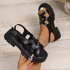 Sandalias Romanas Plataforma Gruesa Tacón Cuadrado | Estilo Gladiador Antideslizantes