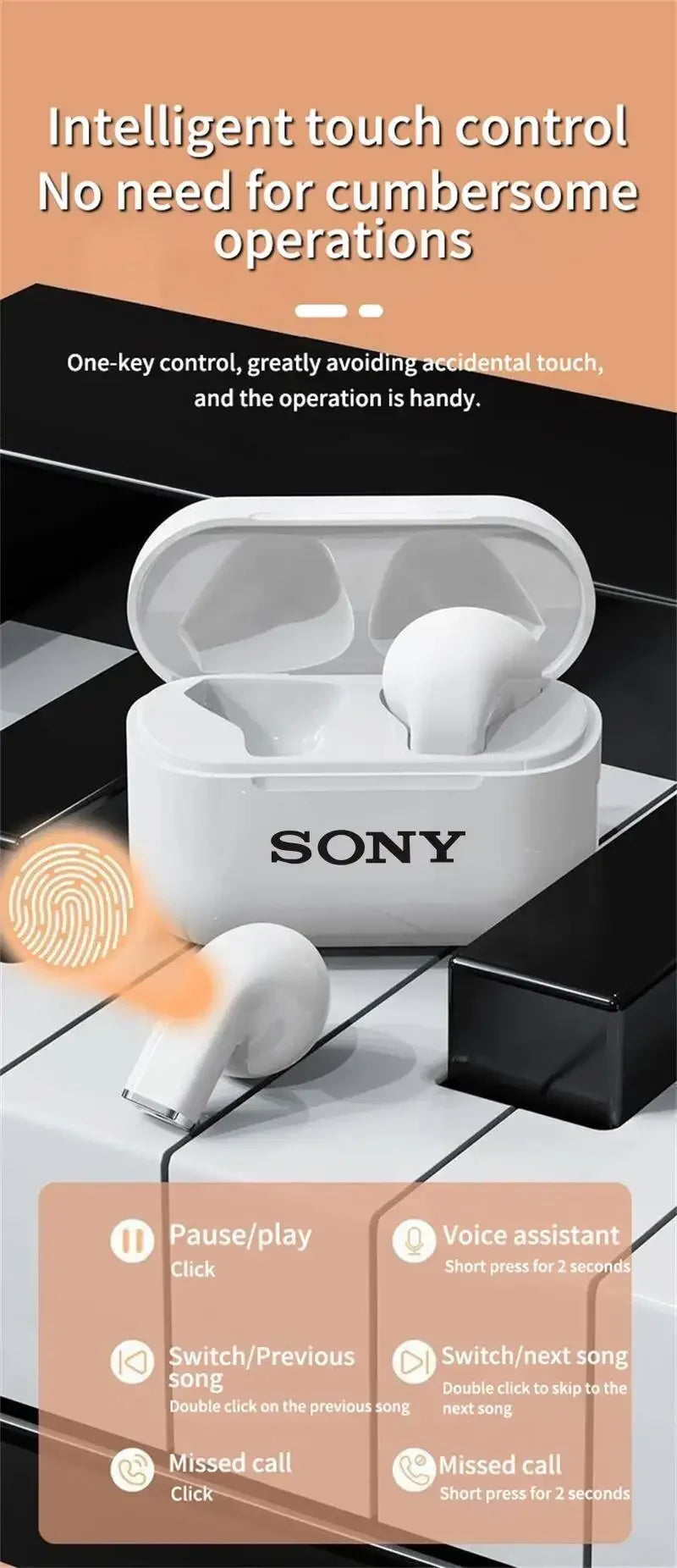 Auriculares SONY TWS Inalámbricos | Reducción de Ruido | BT5.0 | 200mAh | Compatibilidad Universal