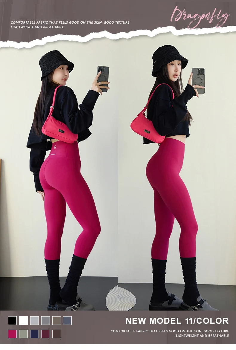 Leggings Piel Tiburón Ciruela | Sensación Desnuda 3D Push Up | Sexy Yoga Fitness PV | Ticotrendy