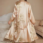 Bata Kimono con Estampado de Cerezo | Talla Grande
