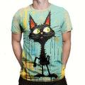 Camiseta Hombre 3D ∣ Estampado Gato ∣ Moda Oversize ∣ Cuello Redondo