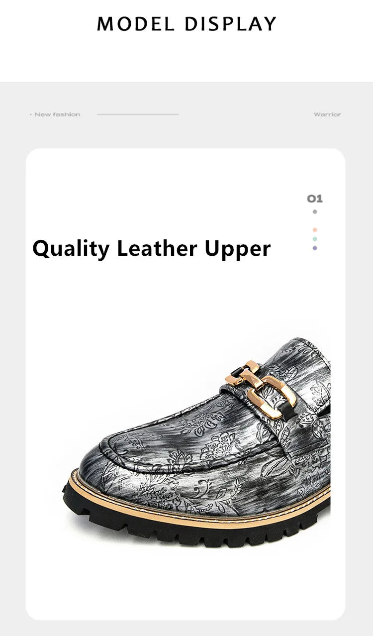 Zapatos Vestir Hombre Estampado Dorado | Negocios Punta Estrecha Antideslizante Formal