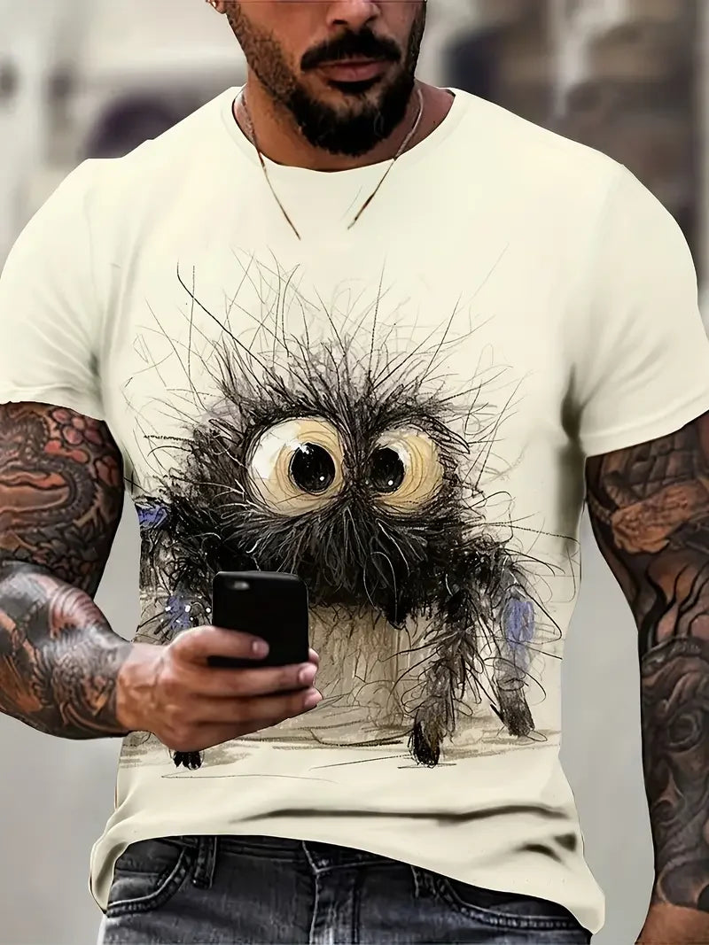 Camiseta Divertida Hombre Estampado Pato | Dibujos Animados Manga Corta Secado Rápido
