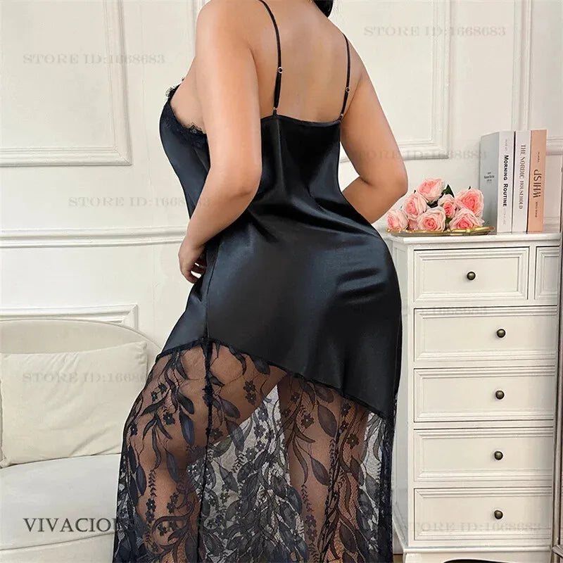 Camisón con Encaje Calado | Cuello en V | Talla Grande