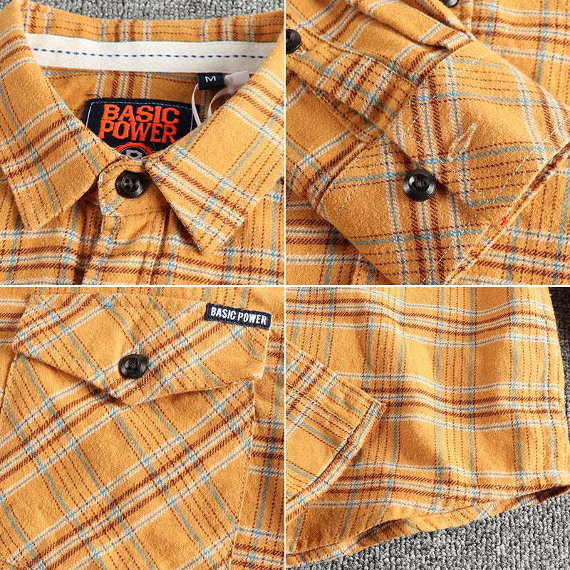 Camisa Gruesa Algodón 100% | Tejido de Lana | Retro Americano | Otoño-Invierno