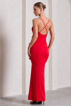 Vestido Halter Espalda Descubierta con Abertura