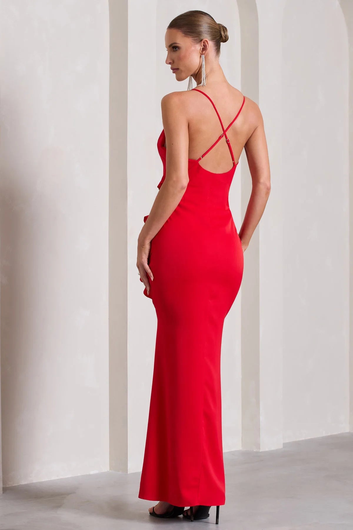Vestido Halter Espalda Descubierta con Abertura