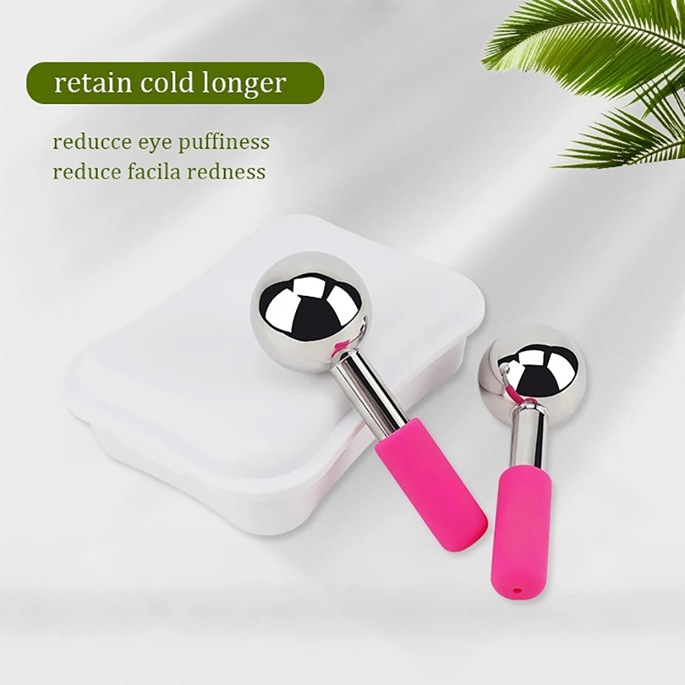 Rodillo de Metal mágico de acero inoxidable para terapia de frío, rodillo de belleza Facial de enfriamiento de oro rosa para la piel, gran oferta
