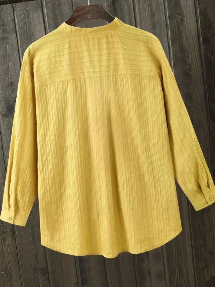 Camisa Blanca Algodón Plus Size | Manga Larga Cuello Polo Oficina | Tallas 1XL-5XL | Tico Trendy