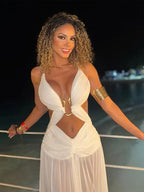 Vestido de Fiesta Largo con Escote V y Espalda Descubierta