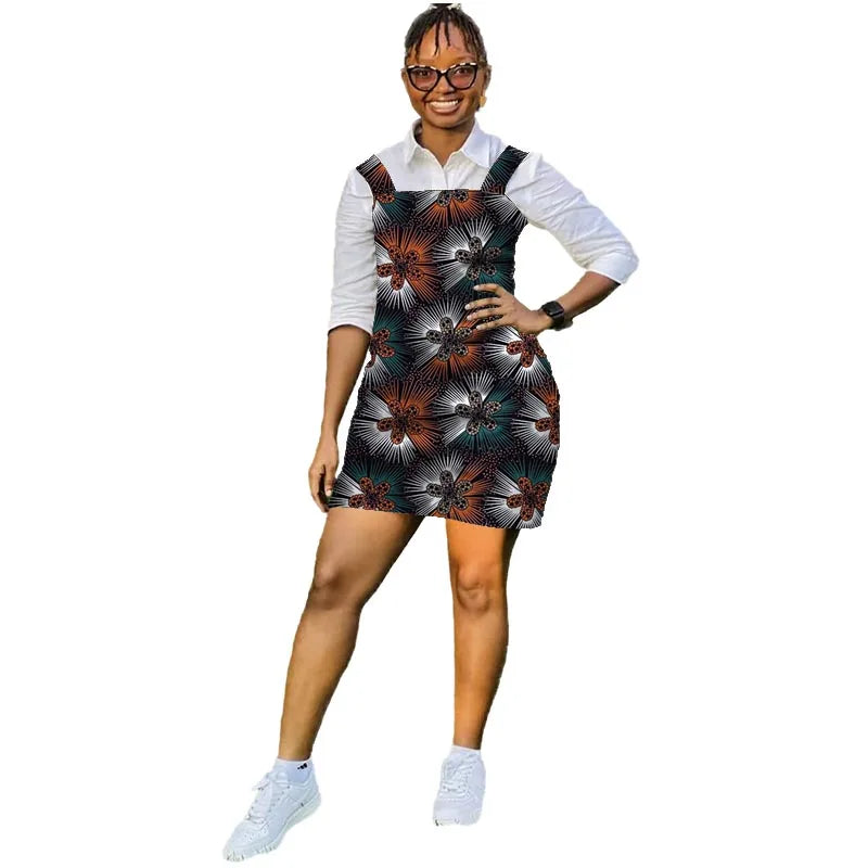Vestido Ajustado con Tirantes Estilo Africano Retro