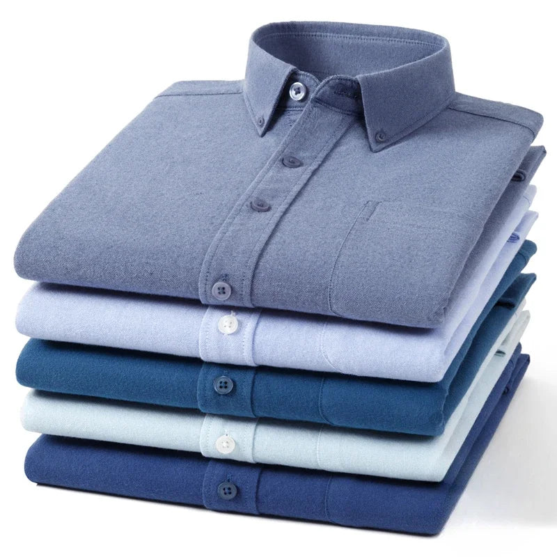 Camisa Oxford Cepillado | Algodón 100% | Ajuste Formal | Blanca Sólida | Ticotrendy