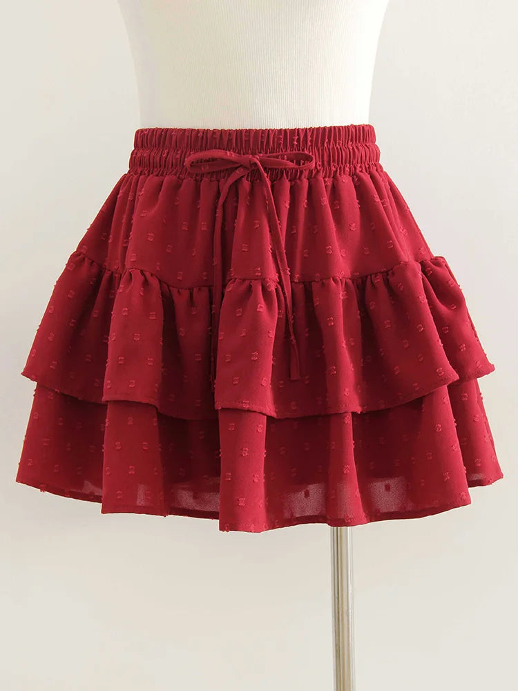 Minifalda Plisada de Gasa | Con Volantes y Pantalones Cortos Internos