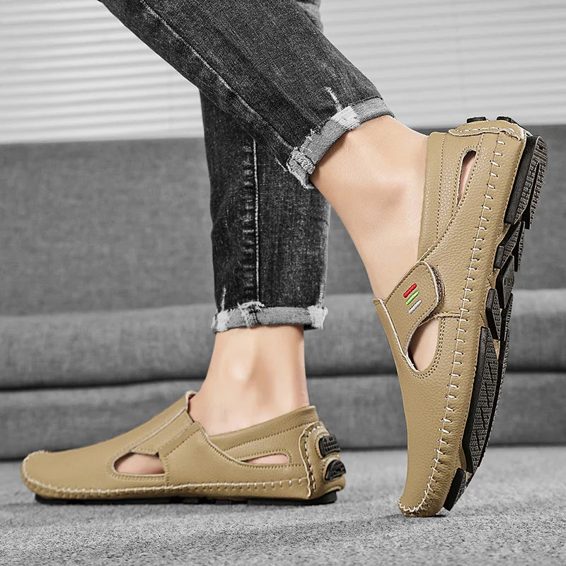 Mocasines Cuero Hombre 2025 ∣ Ahuecados Conducción ∣ Lujo Verano