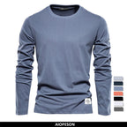 Camiseta Clásica 100% Algodón Hombre | Manga Larga Primavera | Tallas S-XXL | Tico Trendy