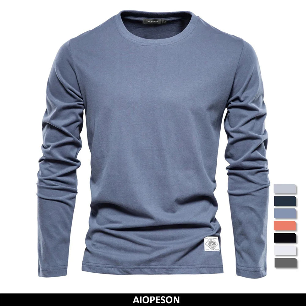 Camiseta Clásica 100% Algodón Hombre | Manga Larga Primavera | Tallas S-XXL | Tico Trendy