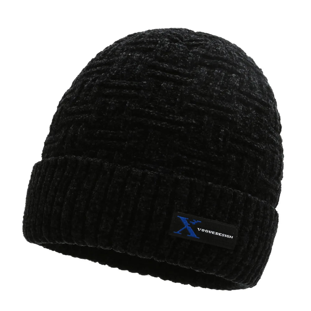 Gorro Tejido Lana Chenilla Terciopelo Grueso Térmico | Invierno Ajustable Unisex