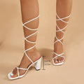 Sandalias Gladiador de Tacón Cuadrado | Estilo Romano | Tiras Cruzadas | Tico Trendy