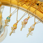 Cadena de acero inoxidable para mujer y niña, collares con colgante de flor de tulipán de circón de lujo a la moda, accesorios de Collar elegantes, regalo de joyería