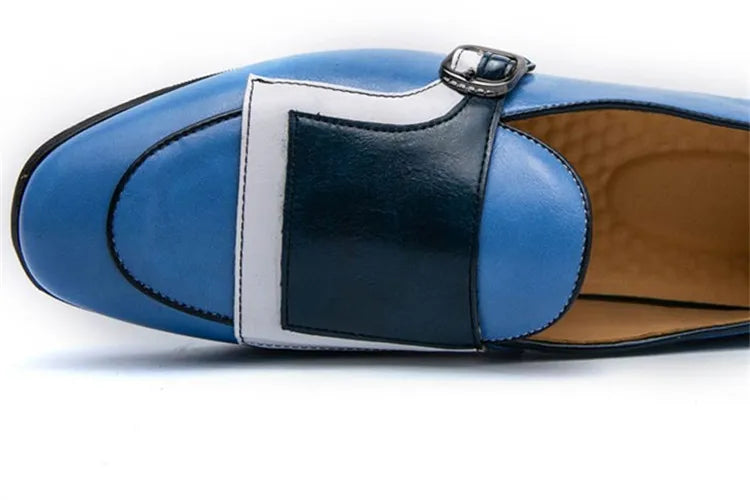 Mocasines Azules Lujo Hombre | Casual Negocios Punta Redonda Sin Cordones Talla Grande