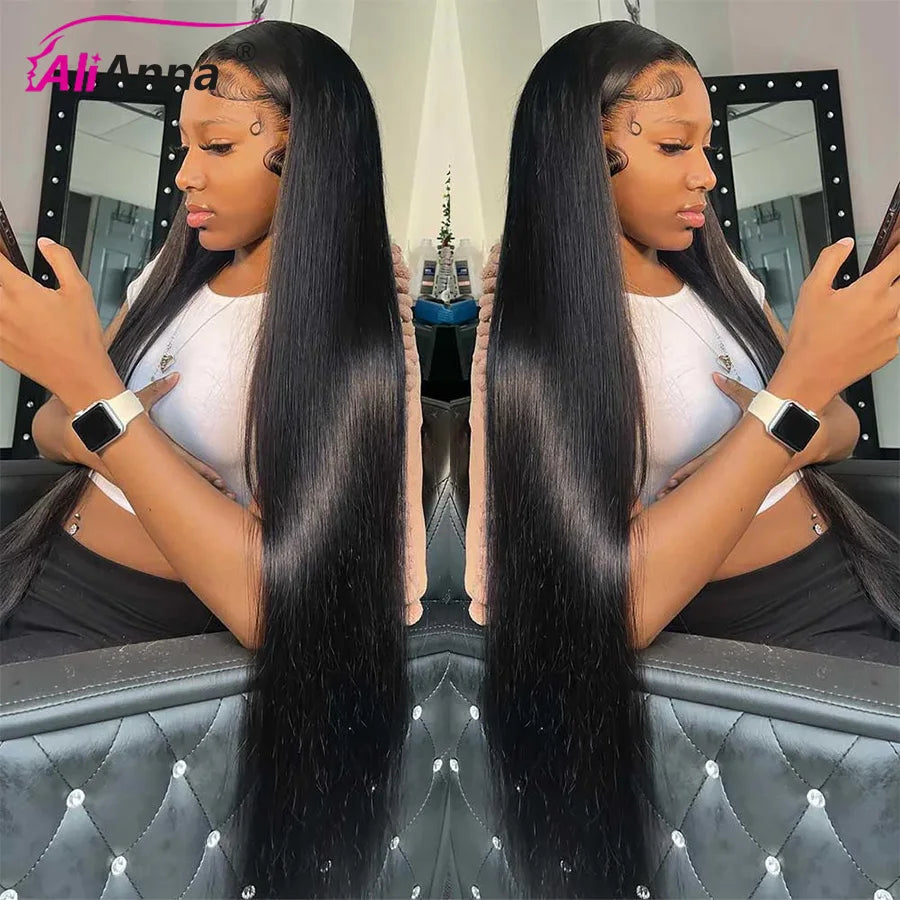 Peluca de encaje HD 100% Real, peluca Frontal de encaje de cabello humano 13x6, pelucas de cabello humano liso de 30 pulgadas, peluca de cabello humano Frontal de encaje brasileño 13X4