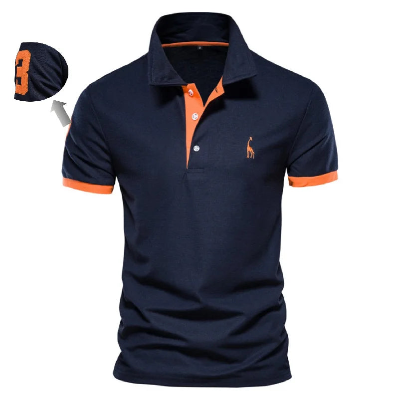 Polo Bordado Ajustado Hombre | Color Sólido Manga Corta | Tallas XS-5XL | Tico Trendy
