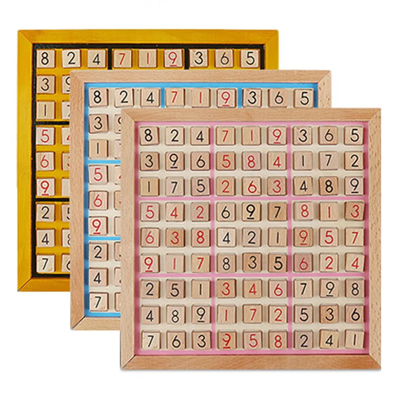Juego de mesa Sudoku con azulejos y cajón, rompecabezas de números de 9x9, juguetes Montessori de madera, juegos lógicos para niños y adultos