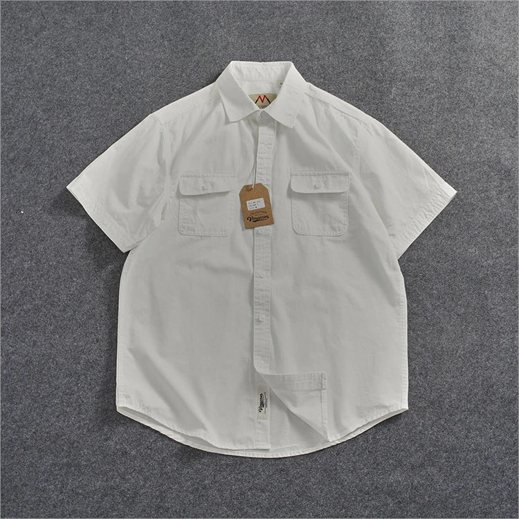 Camisa Informal Hombre | Algodón Retro | Bolsillo Tubo | Manga Corta | Ticotrendy